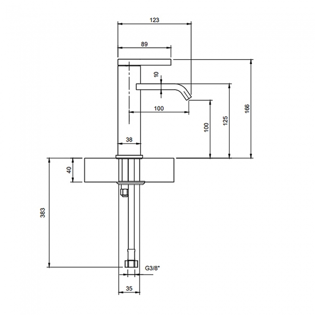 Villeroy & Boch Dawn Basin Mixer Tap without Waste - Chrome  | Dimension Image