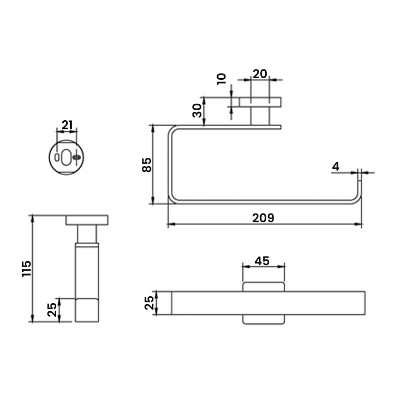 Villeroy & Boch Elements Striking Towel Rail 209mm Wide - Matt Black