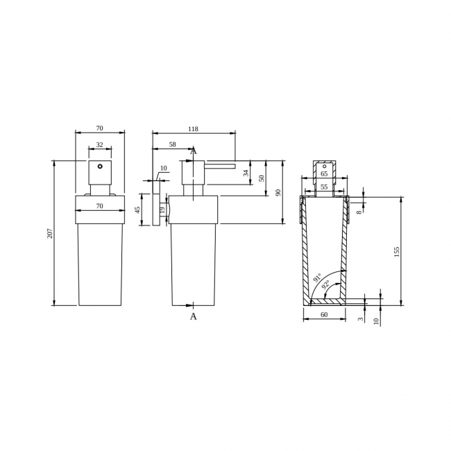 Villeroy & Boch Elements Striking Soap Dispenser - Chrome