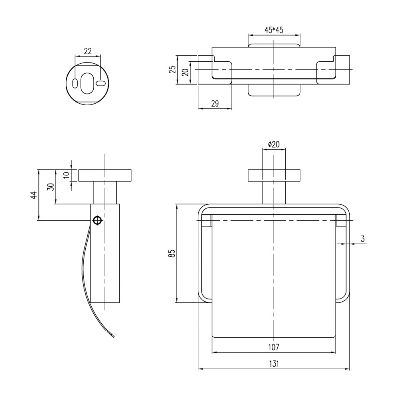 Villeroy & Boch Elements Striking Toilet Roll Holder with Cover - Chrome