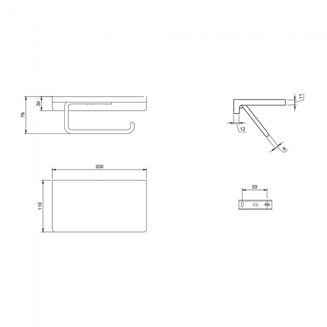 Villeroy & Boch Elements Striking Toilet Roll Holder with Shelf - Chrome