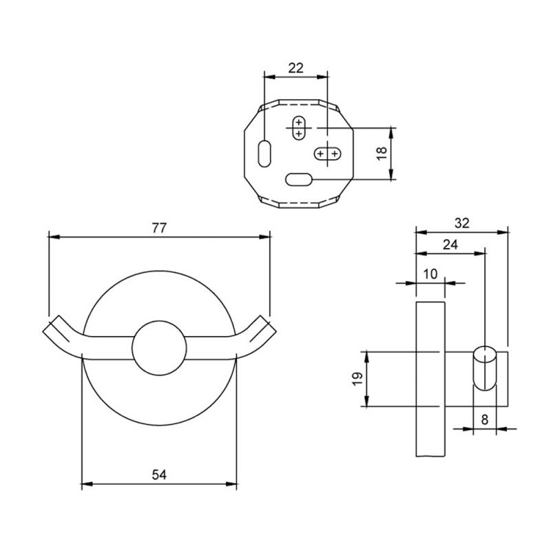 Villeroy & Boch Elements Tender Double Robe Hook - Matt Black