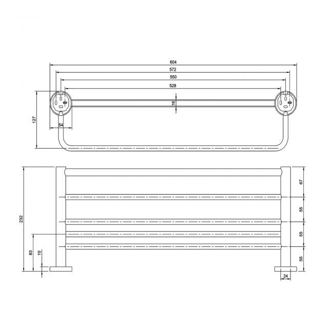Villeroy & Boch Elements Tender Towel Rack 604mm Wide - Brushed Gold