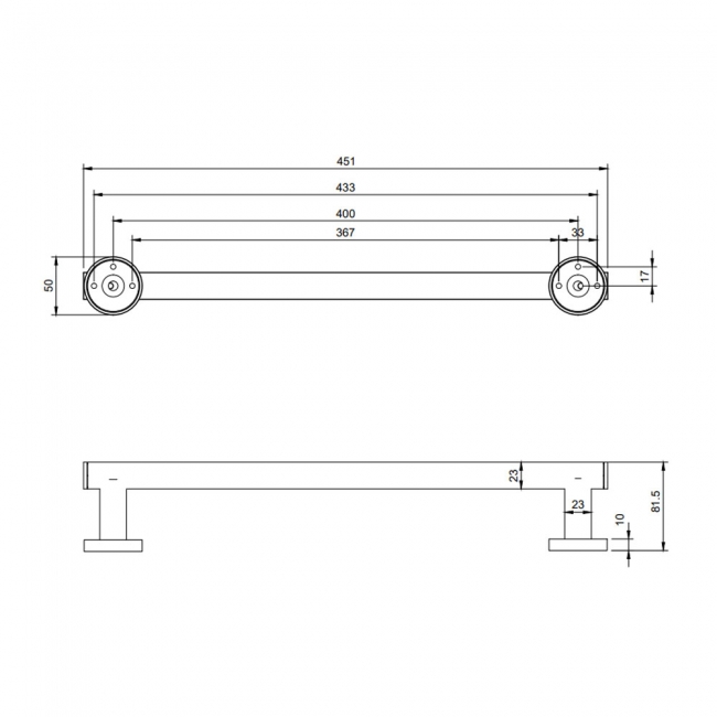 Villeroy & Boch Elements Tender Towel Bar 451mm Wide - Chrome