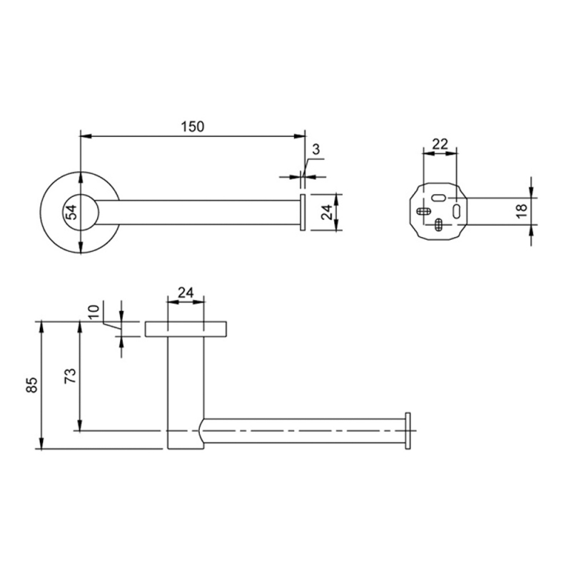Villeroy & Boch Elements Tender Toilet Roll Holder without Cover - Chrome