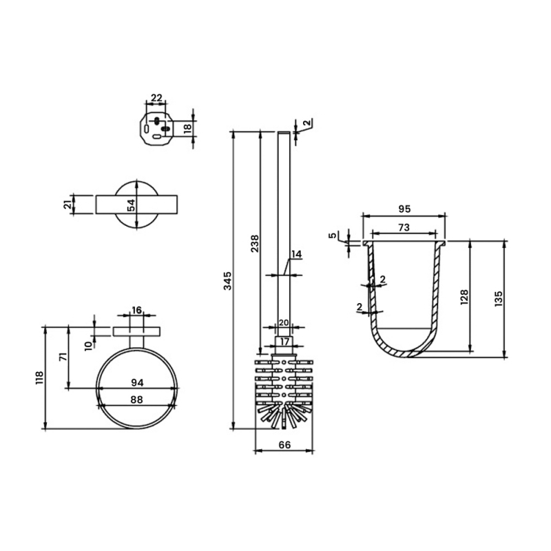 Villeroy & Boch Elements Tender Toilet Brush and Holder - Chrome