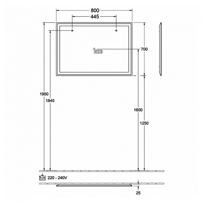 Villeroy & Boch Finero LED Bathroom Mirror 700mm H x 800mm W