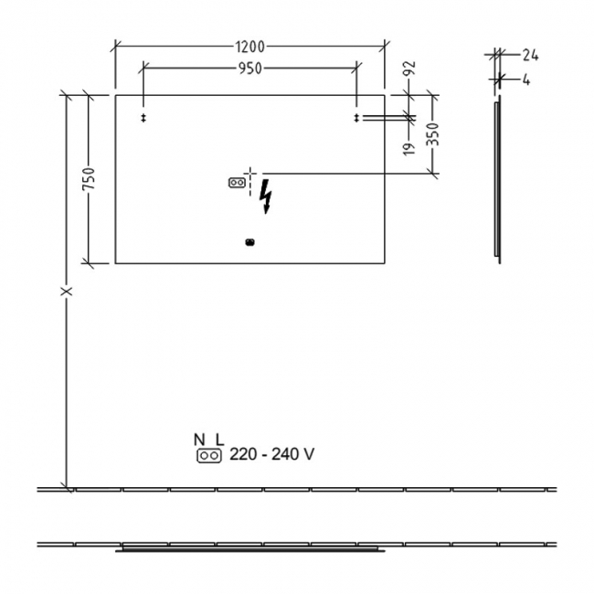 Villeroy & Boch More to See Lite LED Bathroom Mirror 750mm H x 1200mm W