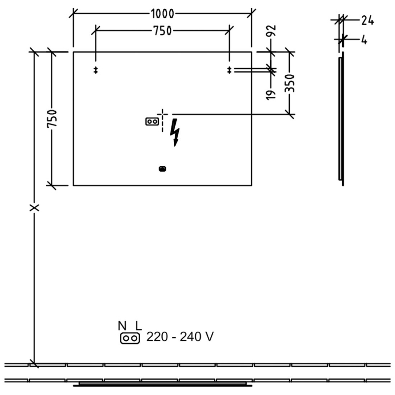 Villeroy & Boch More To See Lite LED Bathroom Mirror 750mm H x 1000mm W