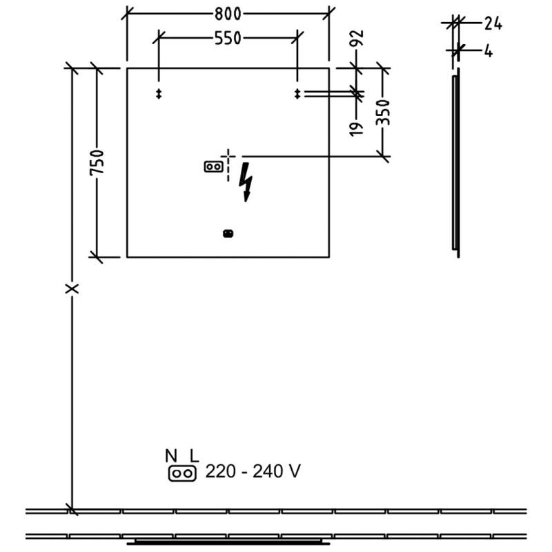 Villeroy & Boch More To See Lite LED Bathroom Mirror 750mm H x 800mm W