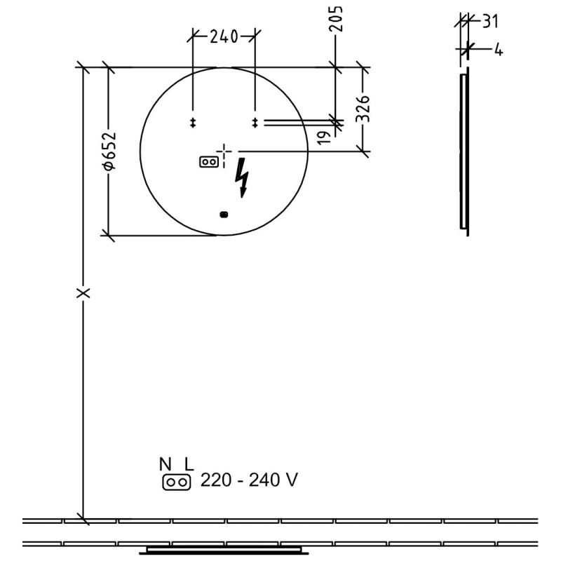 Villeroy & Boch More To See Lite LED Bathroom Mirror 650mm Diameter
