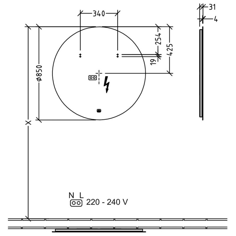 Villeroy & Boch More To See Lite LED Bathroom Mirror 850mm Diameter