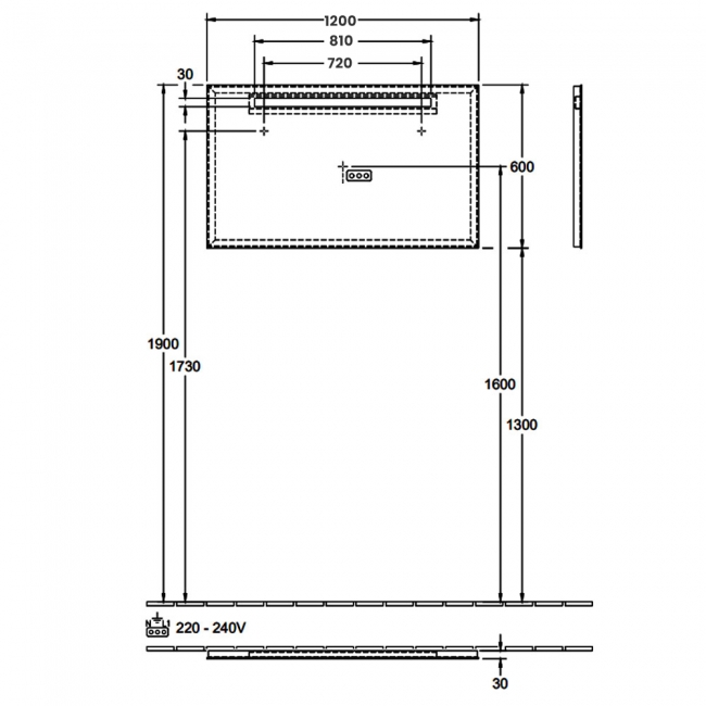 Villeroy & Boch More To See One LED Bathroom Mirror 600mm H x 1200mm W