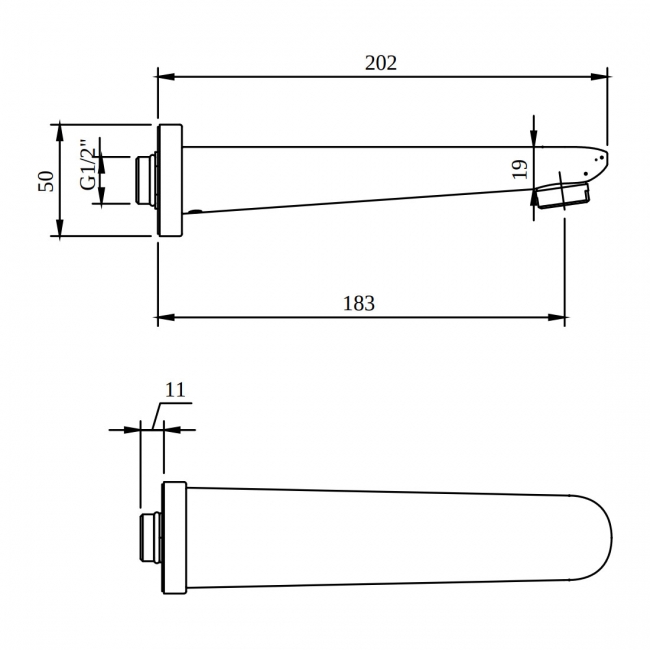 Villeroy & Boch O.novo Bath Spout Wall Mounted 202mm - Chrome