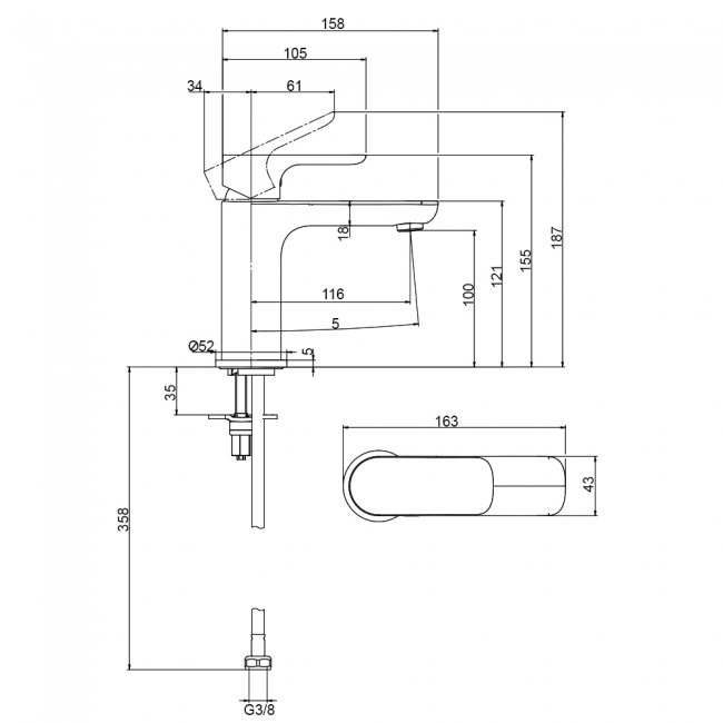 Villeroy & Boch O.Novo Basin Mixer Tap without Waste - Chrome
