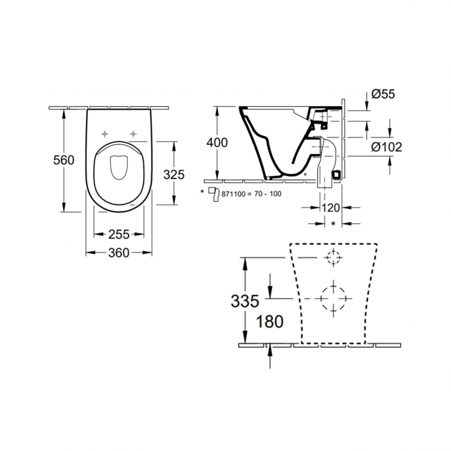 Villeroy & Boch O.novo Rimless Back to Wall Toilet White Alpin - Soft Close Seat