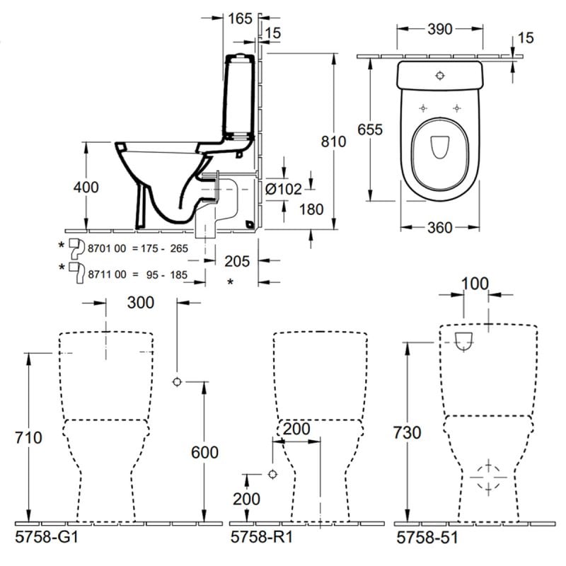 Villeroy & Boch O.novo Flush-to-Wall Close Coupled Pan with Push Button Cistern White Alpin - Excluding Seat