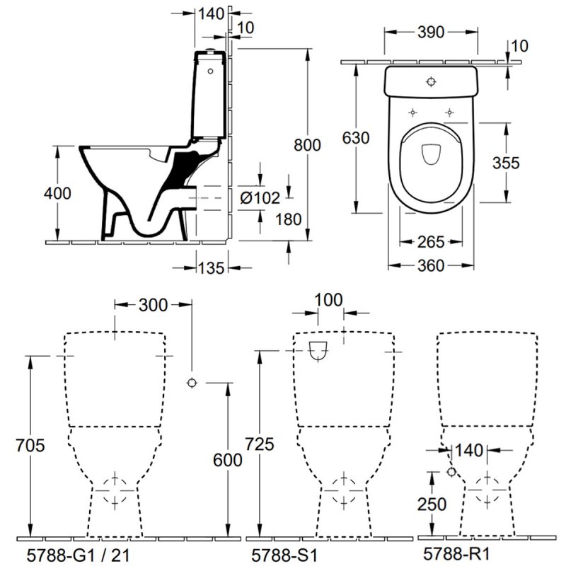 Villeroy & Boch O.novo Rimless Open Back Close Coupled Toilet with Push Button Cistern - Soft Close Seat
