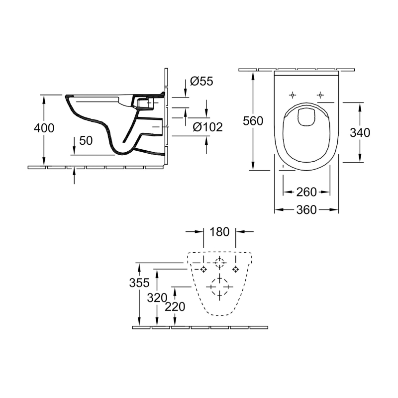 Villeroy & Boch O.novo Rimless Wall Hung Toilet with Soft Close Seat - White Alpin
