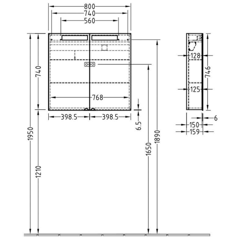 Villeroy & Boch Reflection LED Bathroom Cabinet 750mm H x 800mm W