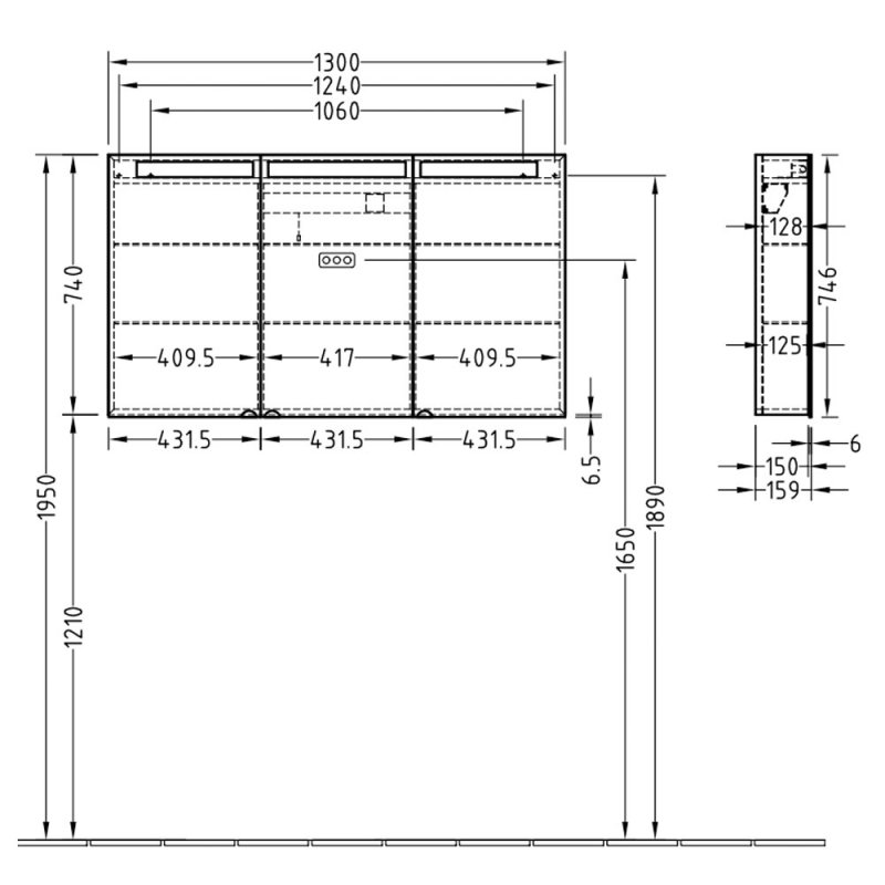 Villeroy & Boch Reflection Bathroom A357GD00 1300mm Clear