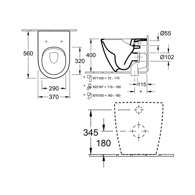 Villeroy & Boch Subway 2.0 Rimless Back to Wall Toilet White Alpin - Soft Close Seat