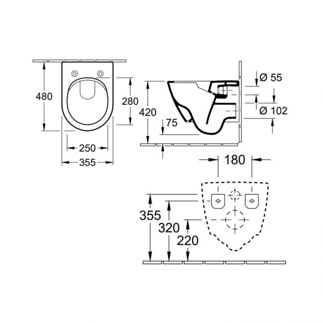 Villeroy & Boch Subway 2.0 Compact Rimless Wall Hung Toilet White Alpin - Soft Close Seat