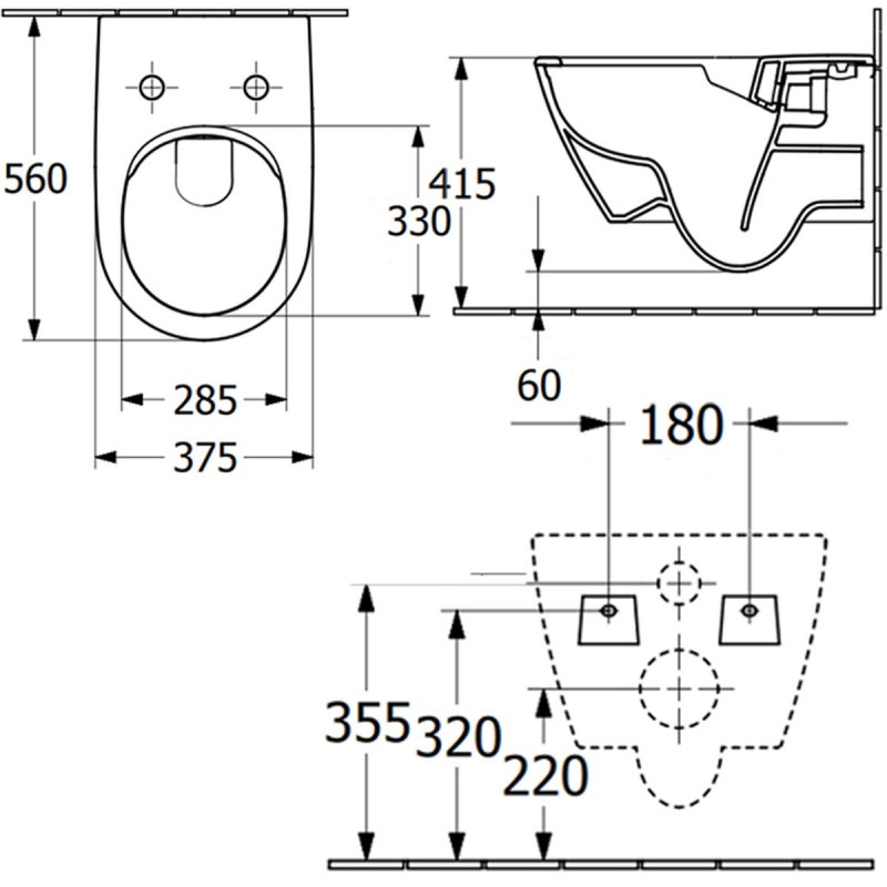 Villeroy & Boch Subway 2.0 Rimless Wall Hung Toilet with Soft Close Seat