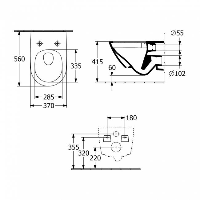 Villeroy & Boch Subway 3.0 Rimless Wall Hung Toilet with TwistFlush Stone White CeramicPlus - Soft Close Seat