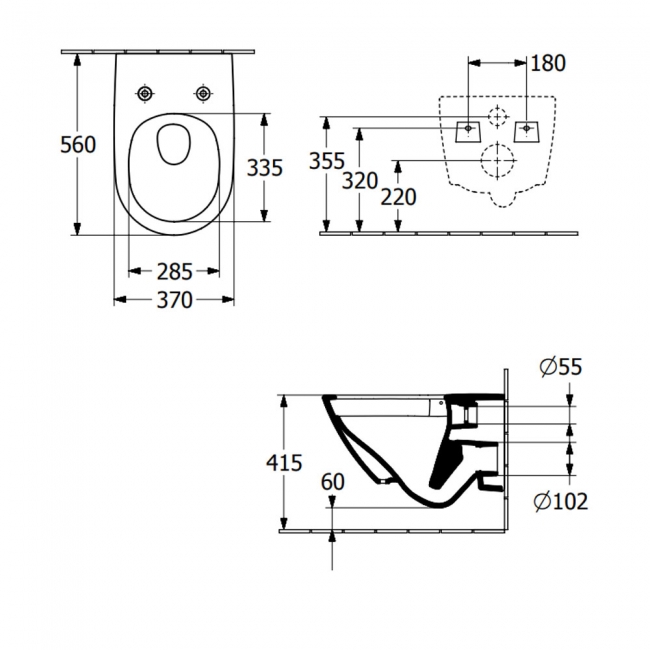 Villeroy & Boch Subway 3.0 Rimless Wall Hung Toilet with TwistFlush and Soft Close Seat - White Alpin