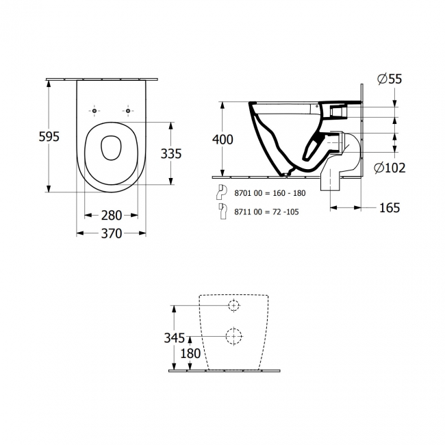 Villeroy & Boch Subway 3.0 Rimless Back to Wall Toilet with TwistFlush White Alpin - Soft Close Seat
