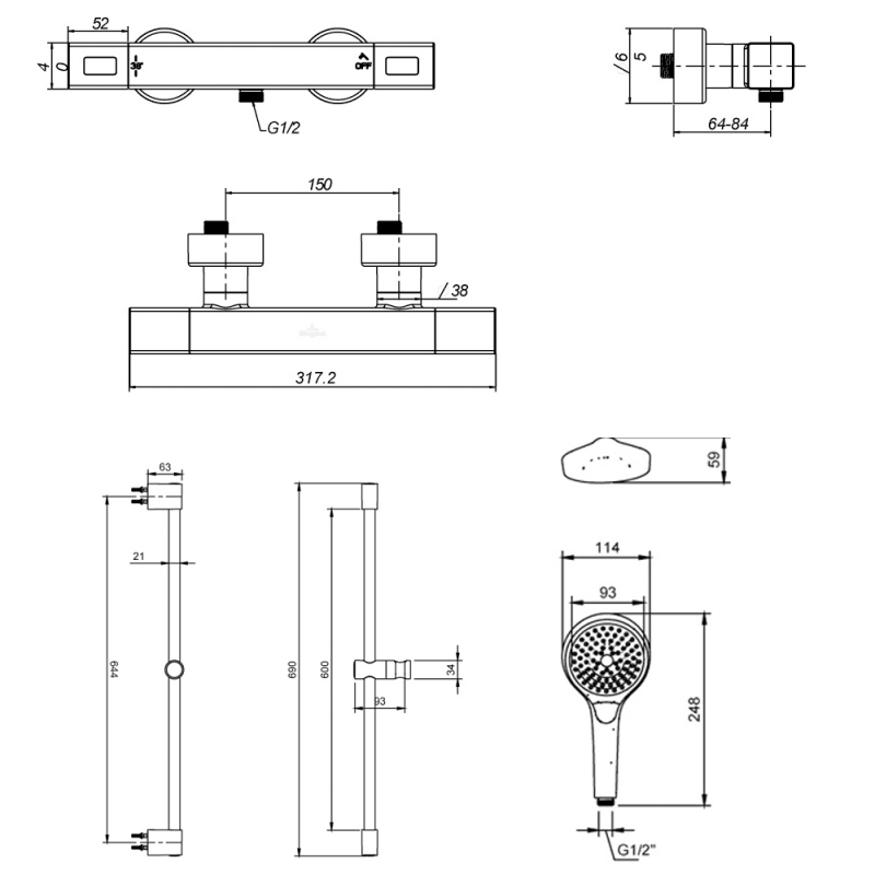 Villeroy & Boch Universal Shower VBSSPACK8 1 Outlet Chrome