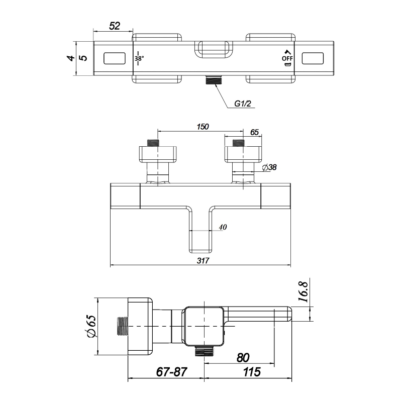 Villeroy & Boch Architectura Bath Shower Mixer | TVT12500100064 | Wall Mounted | Brushed Nickel Matt
