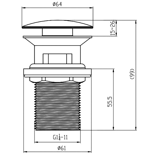 Villeroy & Boch Universal Push Open Basin Waste - Chrome