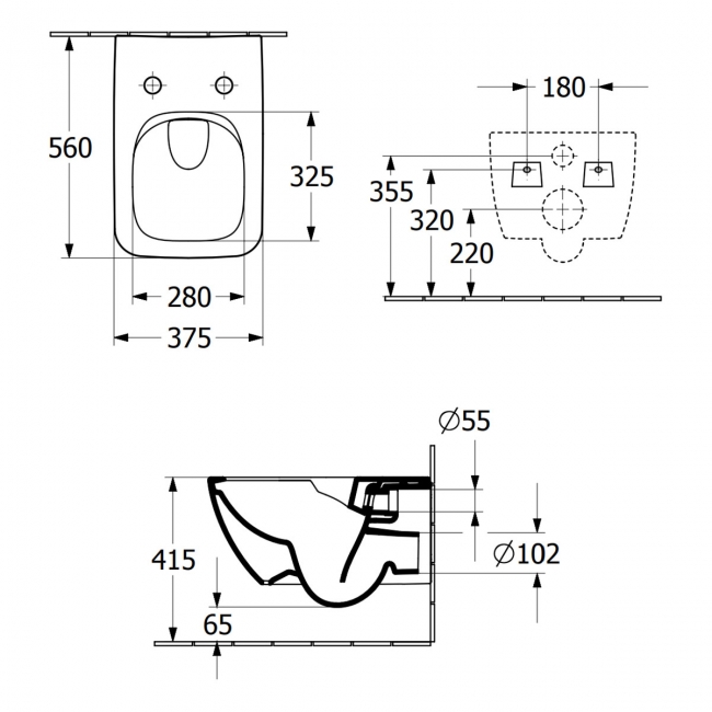 Villeroy & Boch Venticello Rimless Wall Hung Toilet - Slim Wrapover Soft Close Seat