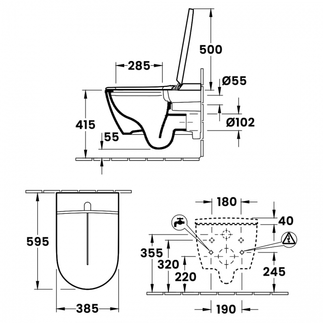 Villeroy & Boch Vi-Clean I-100 Rimless Wall Hung Shower Toilet with Soft Close Seat - White Alpin