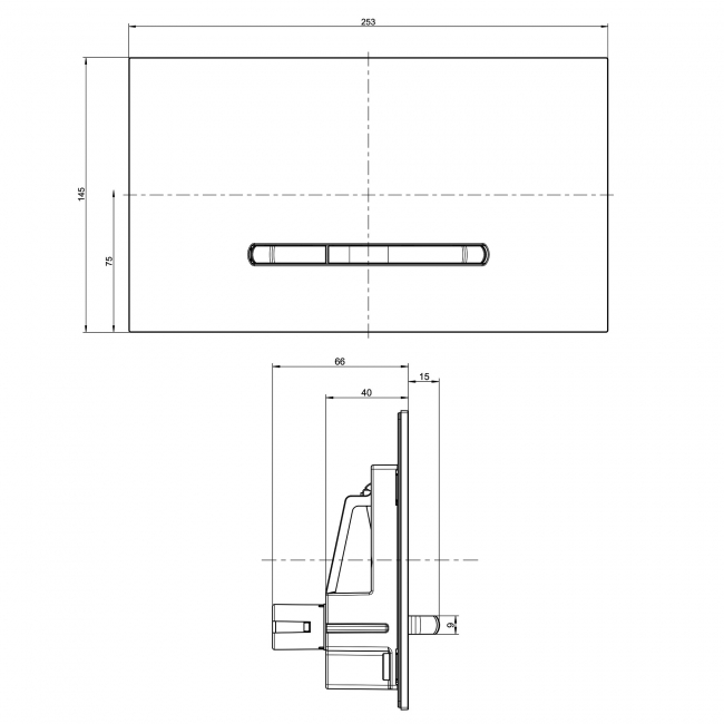 Villeroy & Boch ViConnect Angular Dual Button Toilet Flush Plate - Black Matt