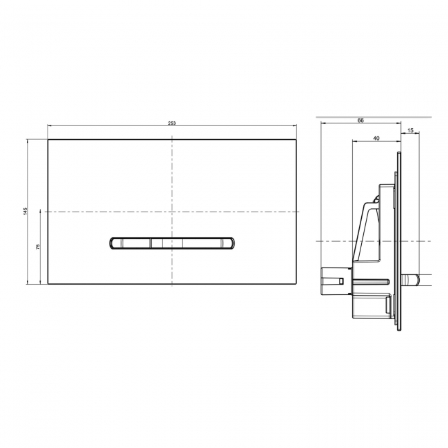 Villeroy & Boch ViConnect Angular Dual Button Toilet Flush Plate - Glass Glossy Grey