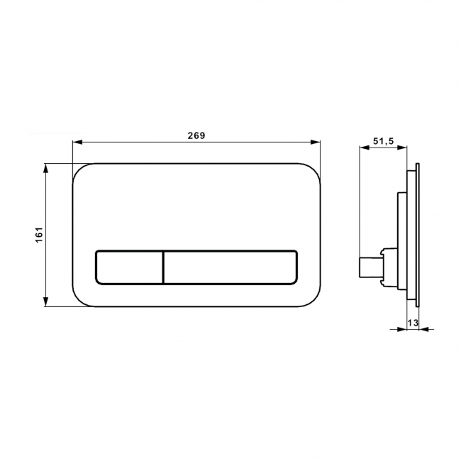 Villeroy & Boch ViConnect Flat Dual Button Toilet Flush Plate - Glass Glossy White