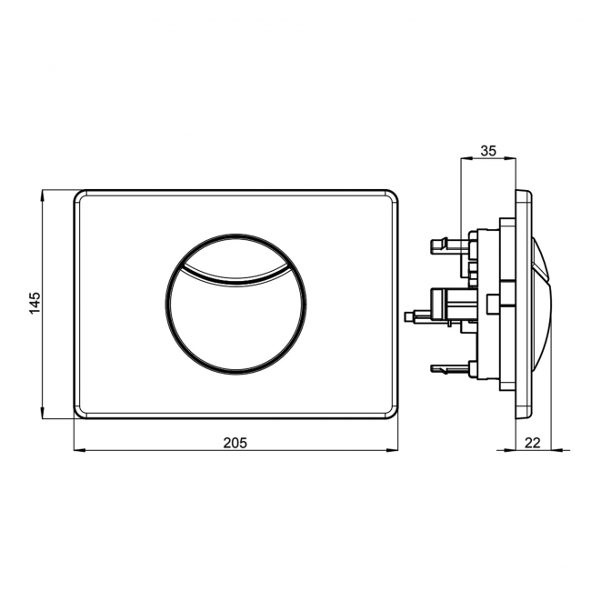 Villeroy & Boch ViConnect Dual Button Toilet Flush Plate - Brushed Chrome