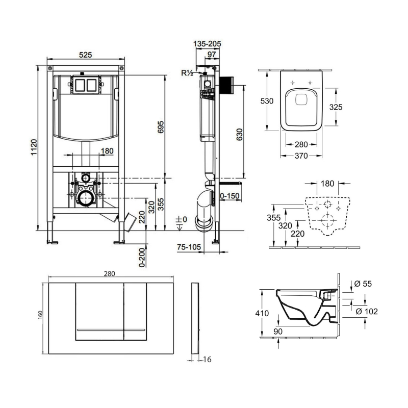Villeroy & Boch ViPro Toilet 5685R001 + 9M58S101 + 92214461 White