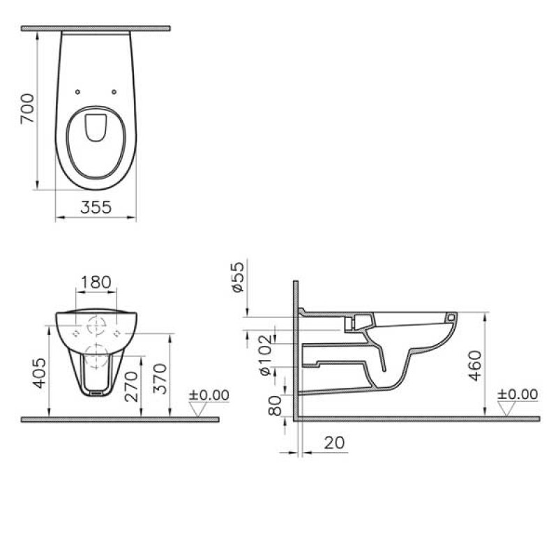 Vitra Conforma Special Needs Wall Hung Pan - Excluding Seat