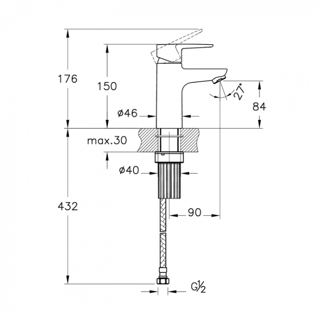 Vitra Flow Soft Basin Mixer Tap - Chrome