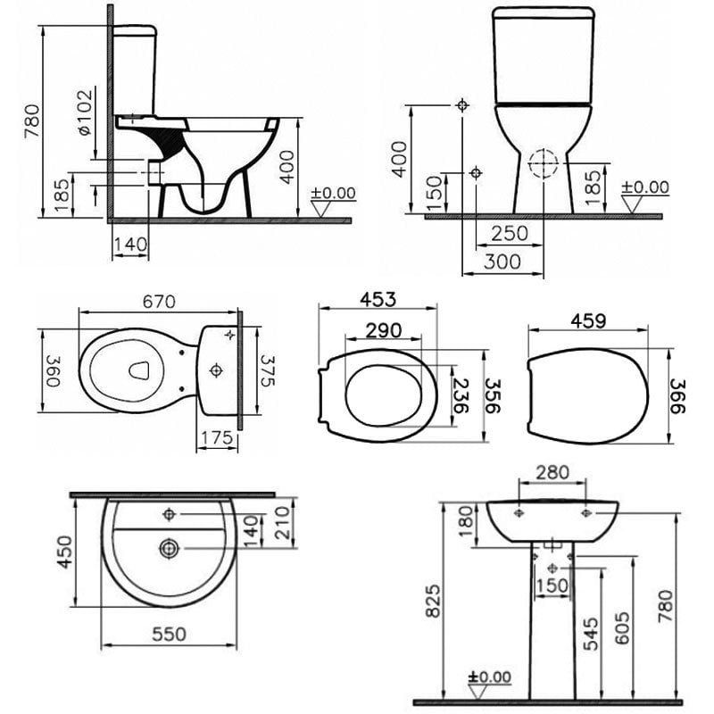 Vitra Layton Bathroom Suite Close Coupled Toilet 1 Tap Hole Basin