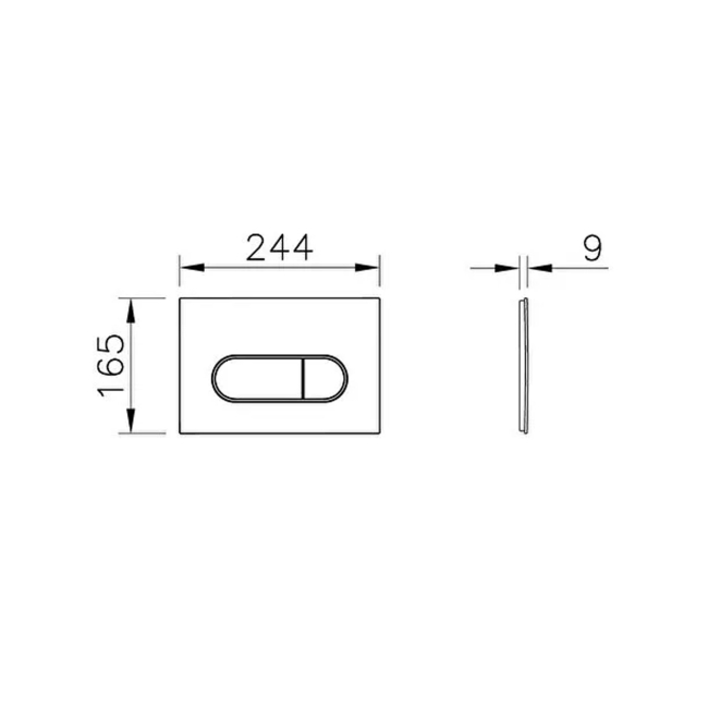 Vitra Loop Round Dual Flush Plate - Brushed Gold  | Dimension Image