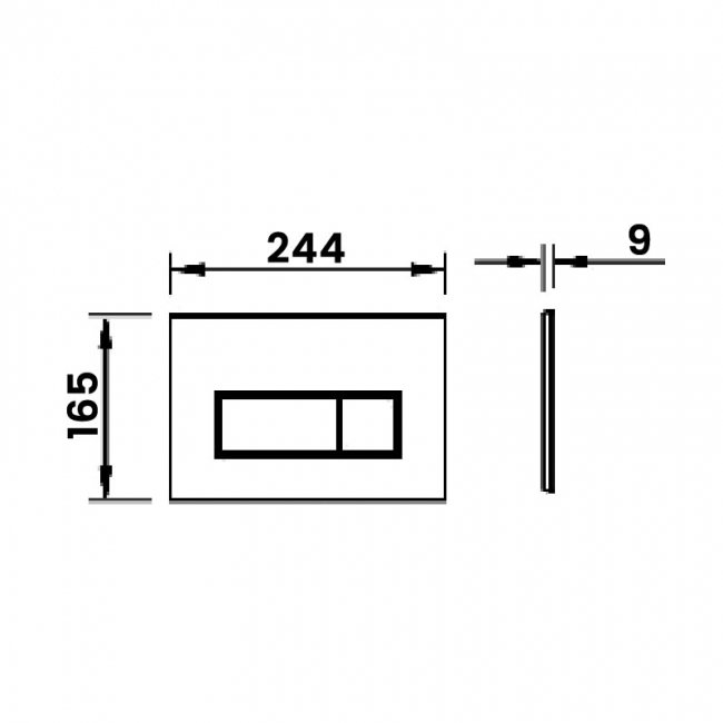 Vitra Loop Root Square Flushplate - Shinny Chrome  | Dimension Image
