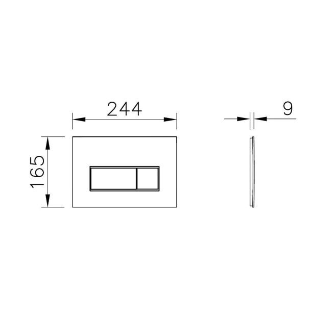 Vitra Loop Square Dual Flush Plate - Brushed Nickel  | Dimension Image