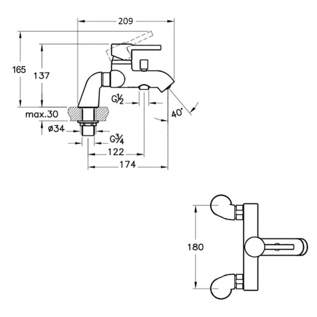 Vitra Minimax Bath Shower Mixer Handshower Chrome