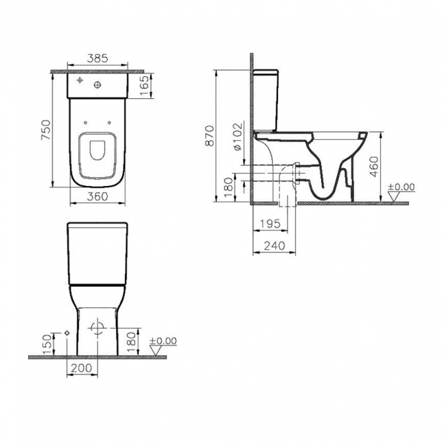 Vitra S20 Comfort Height Close Coupled Toilet with Push Button Cistern - Standard Seat