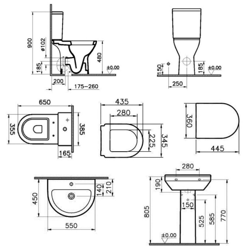 Vitra S50 Value Suite Close Coupled Toilet 550mm 1 Tap Hole Basin